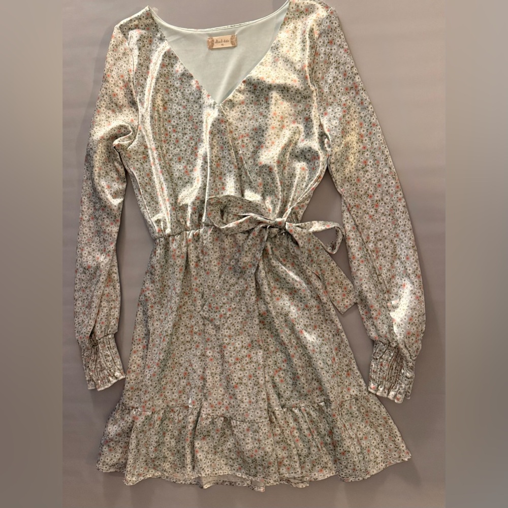 Altar’d State Green shiny Floral Dress Extra Small